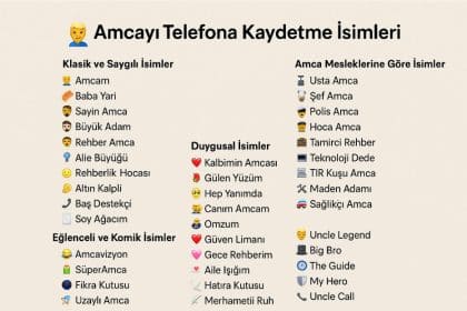 amcayı telefona kaydetme isimleri